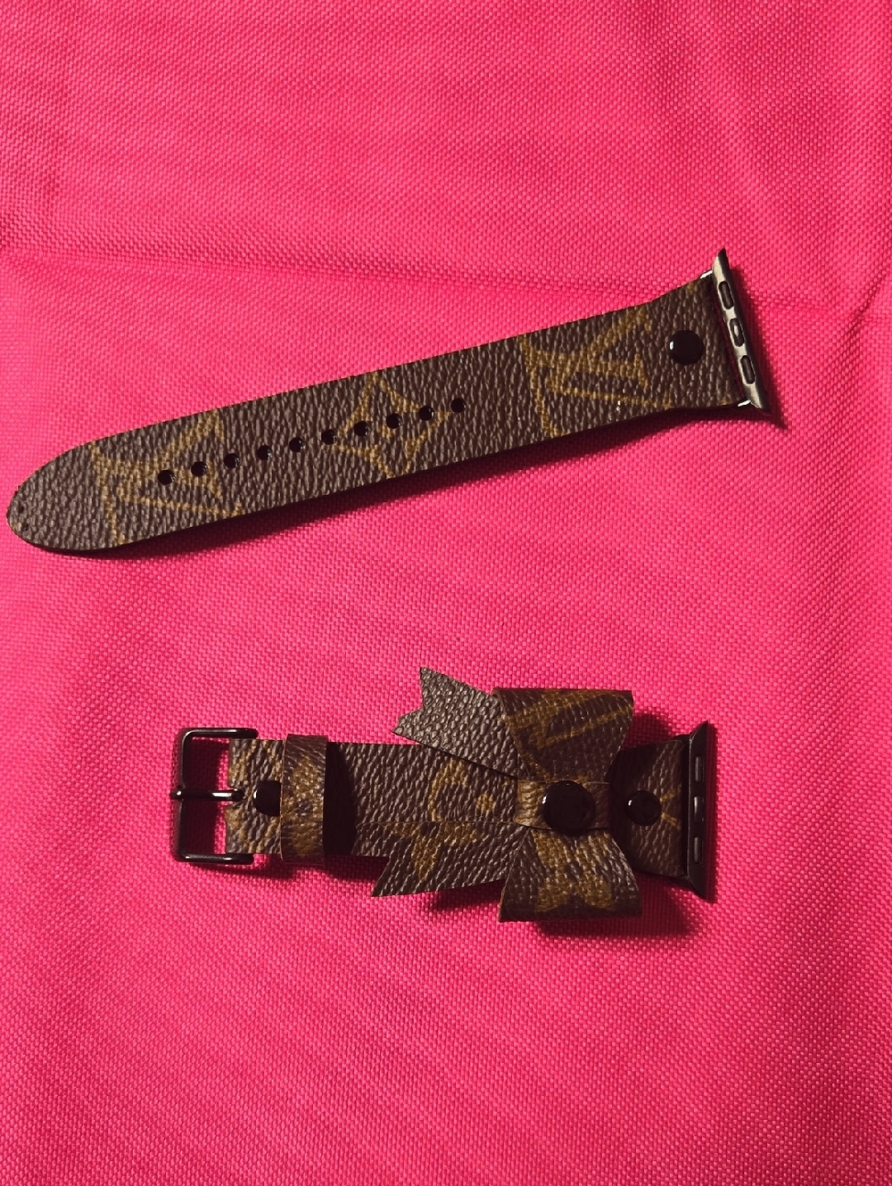 Brown Monogram Apple Watch Band with Bow Accent